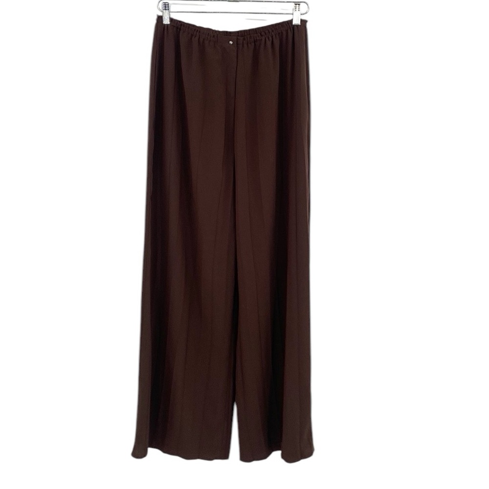Babette Pants Womens L Brown Wide Leg Accordion Pleated Vintage 90s Minimalist